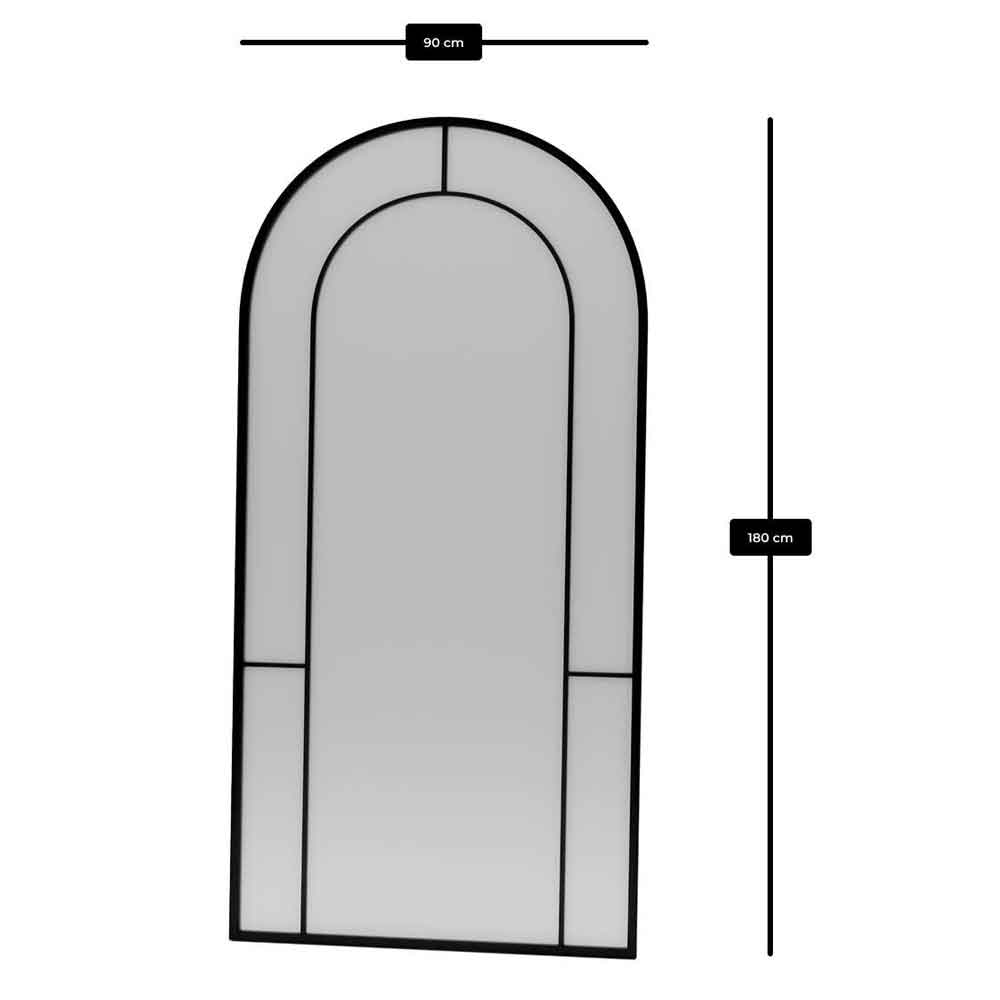 Rounda Glass Cheval Mirror with Black Metal Frame