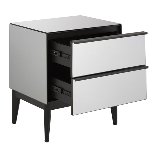 Mouhoun Bedside Cabinet In Mirrored Glass With 2 Drawer   _2