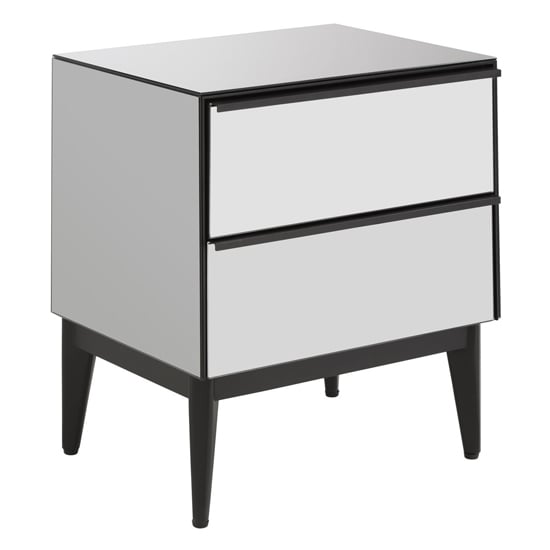 Rovigo Bedside Cabinet In Mirrored Glass With 2 Drawer Furniture