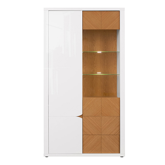 Rovika Display In White And Oak With 2 Doors And LED