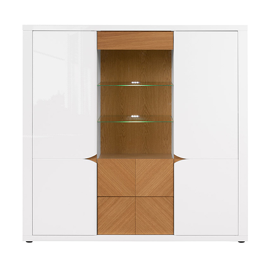 Rovika Display In White And Oak With 3 Doors And LED