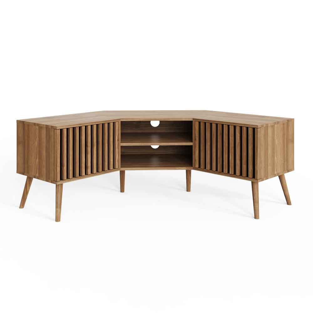 Rowen Wooden Corner TV Stand with 2 Doors in Oak