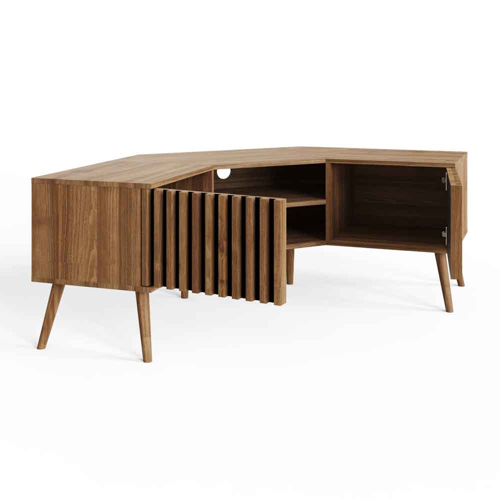 Rowen Wooden Corner TV Stand with 2 Doors in Oak