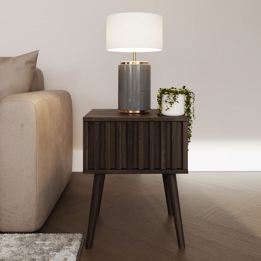Rowen Wooden Side Table in Walnut