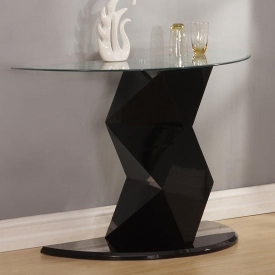 Read more about Rasida console table in clear glass and black high gloss