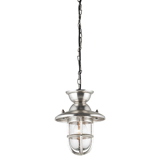 Rowling Small Clear Glass Shade Pendant Light In Antique Silver