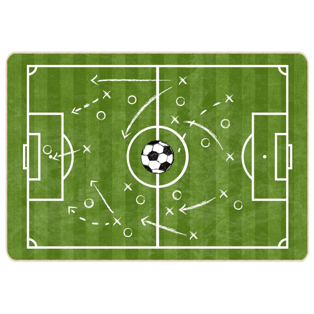Roxboro Polyester Kids Washable Anti-Slip Football Field Rug - Green