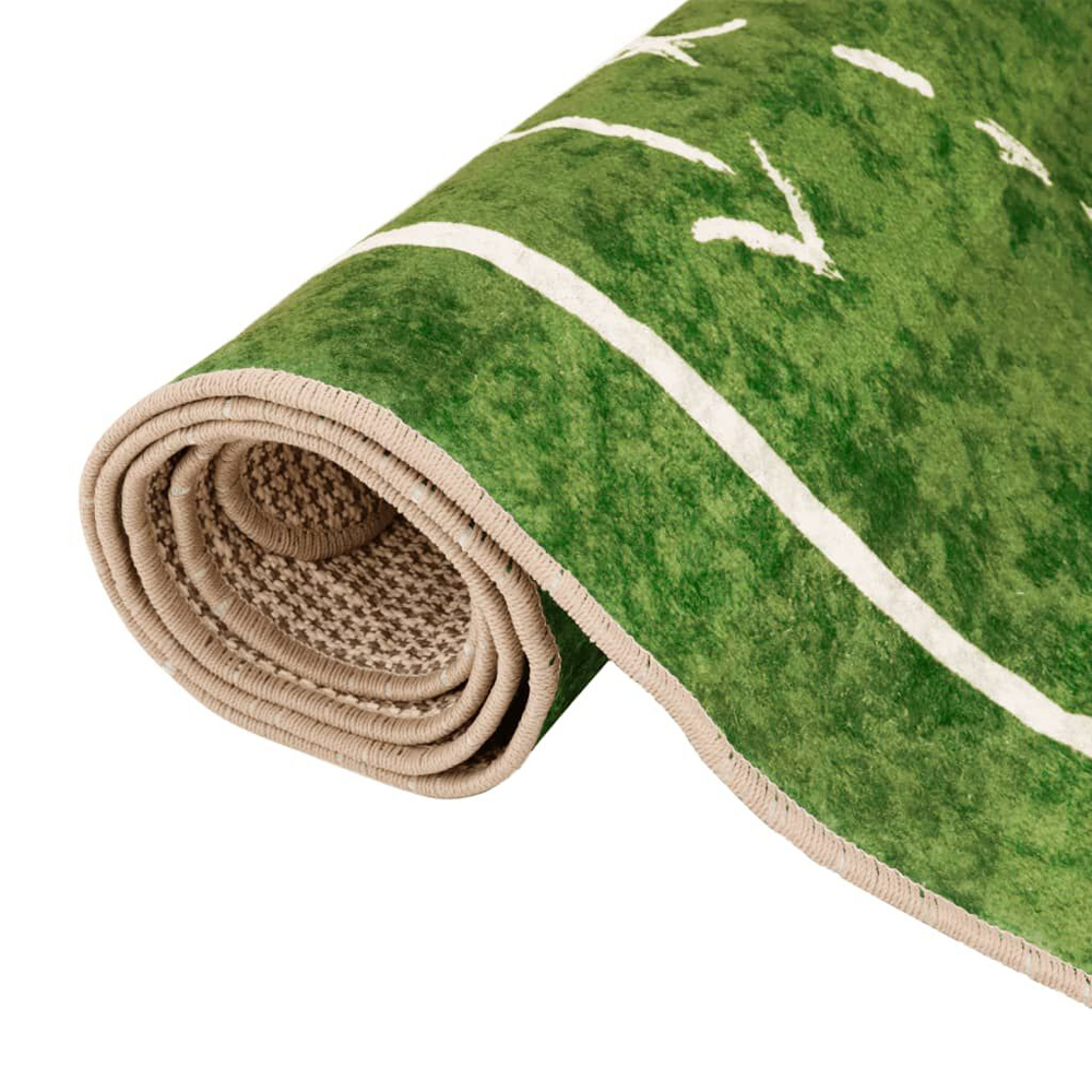 Roxboro Polyester Kids Washable Anti-Slip Football Field Rug - Green