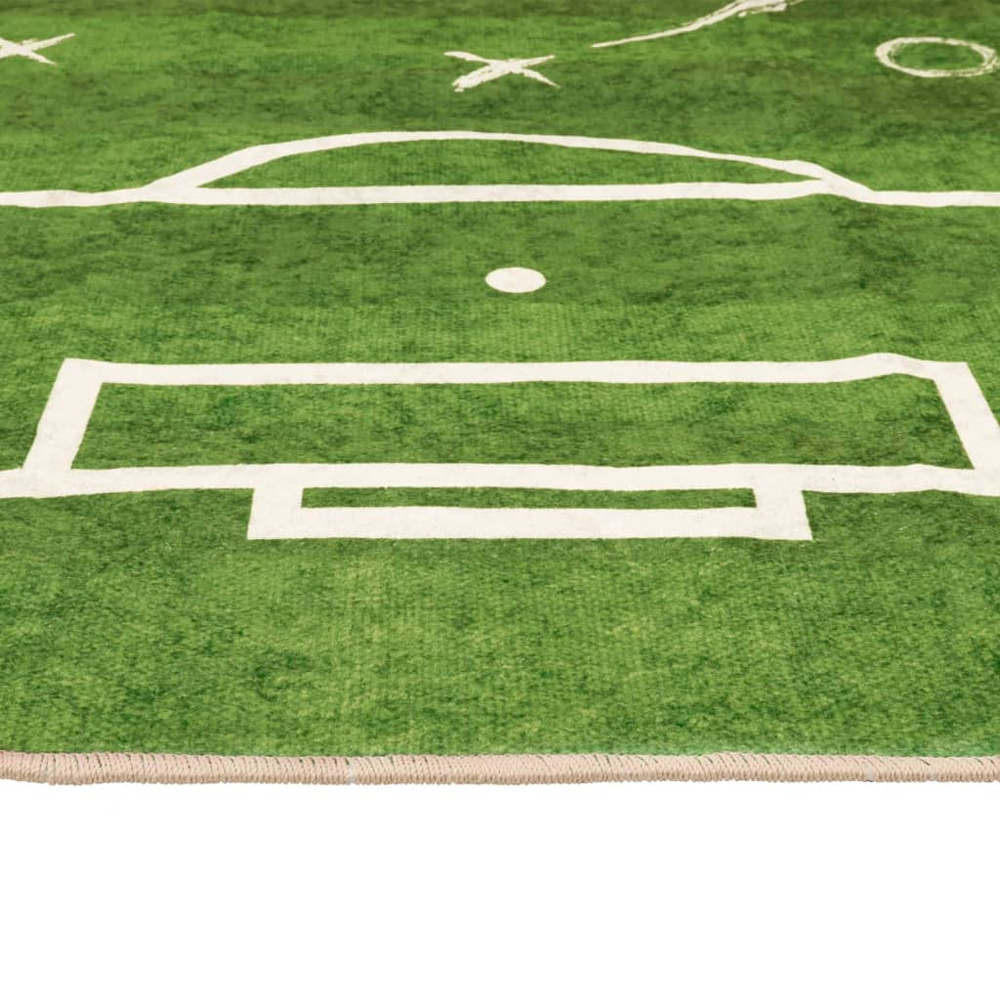 Roxboro Polyester Kids Washable Anti-Slip Football Field Rug - Green