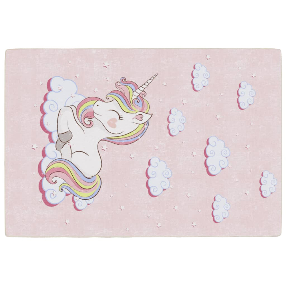 Roxboro Polyester Kids Washable Anti-Slip Unicorn Field Rug - Pink
