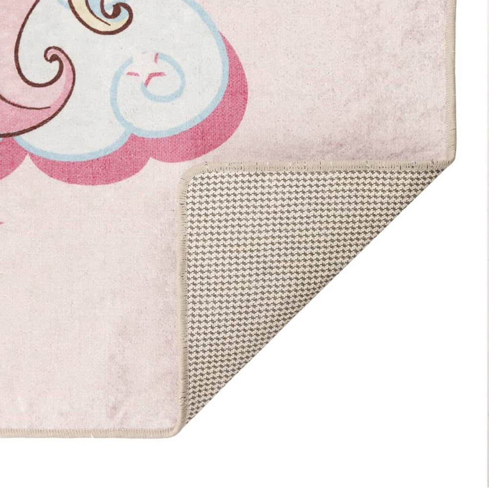 Roxboro Polyester Kids Washable Anti-Slip Unicorn Field Rug - Pink