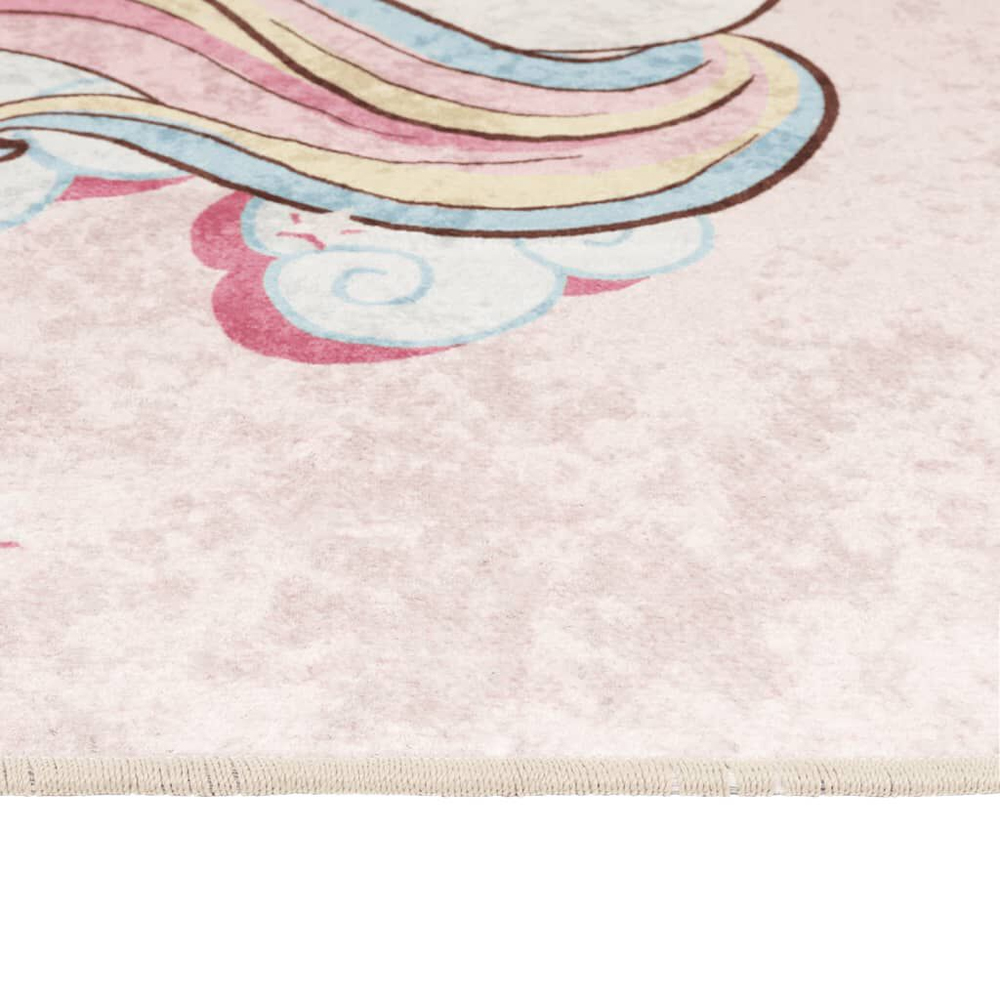 Roxboro Polyester Kids Washable Anti-Slip Unicorn Field Rug - Pink