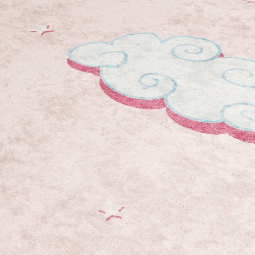 Roxboro Polyester Kids Washable Anti-Slip Unicorn Field Rug - Pink