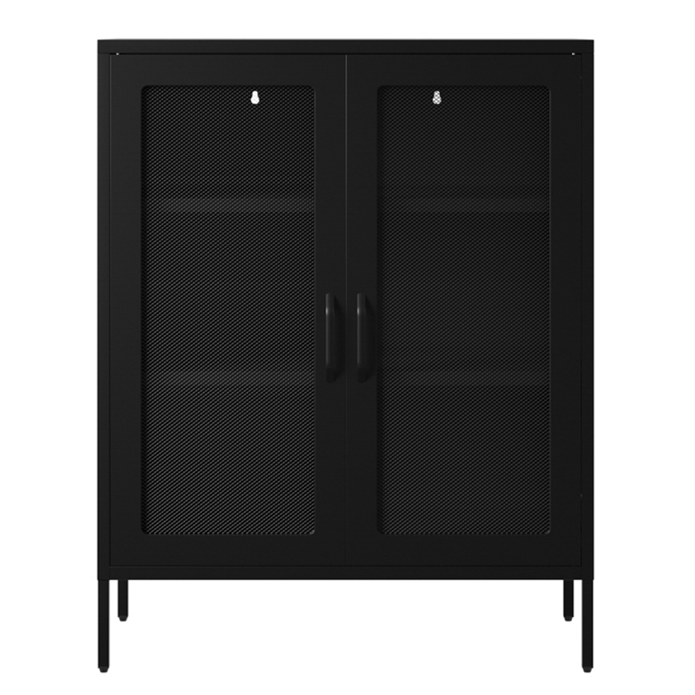 Roxboro Steel Display Cabinet With 2 Doors - Black