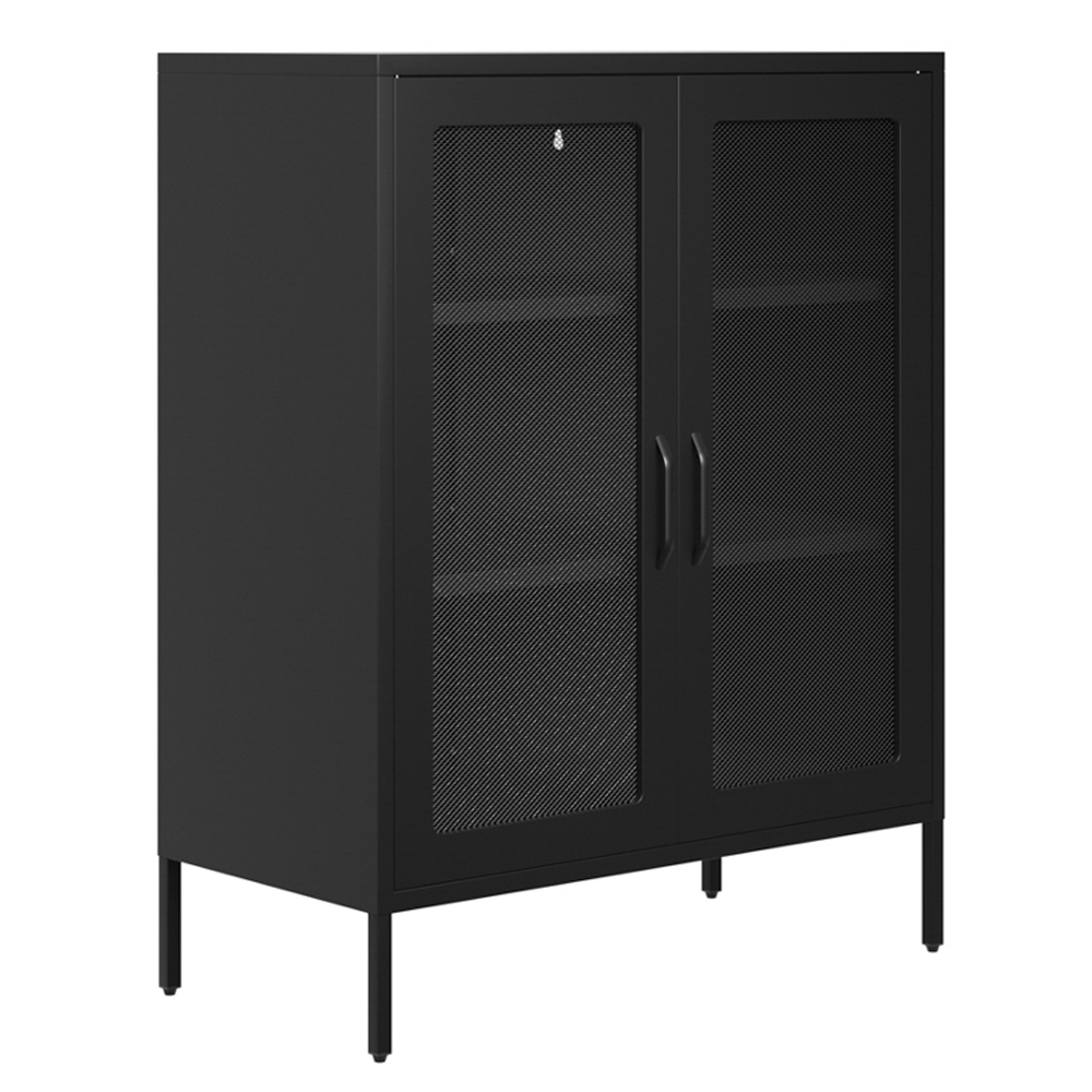 Roxboro Steel Display Cabinet With 2 Doors - Black