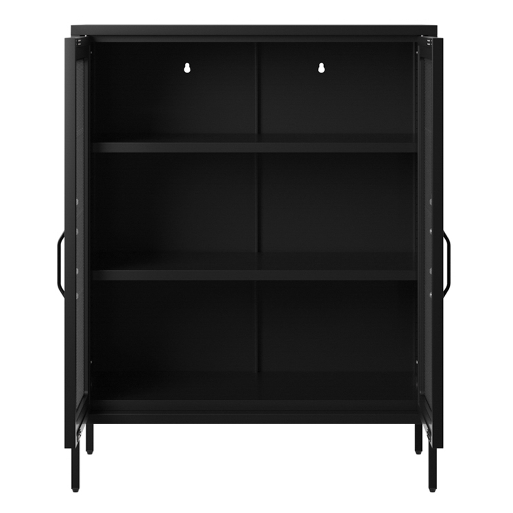 Roxboro Steel Display Cabinet With 2 Doors - Black