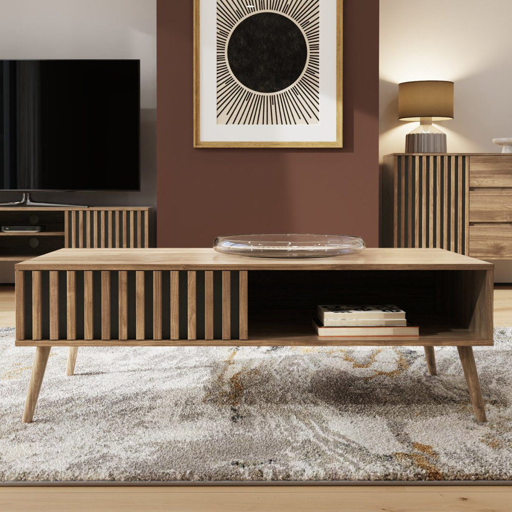 Roxboro Wooden Coffee Table With 1 Drawer In Oak