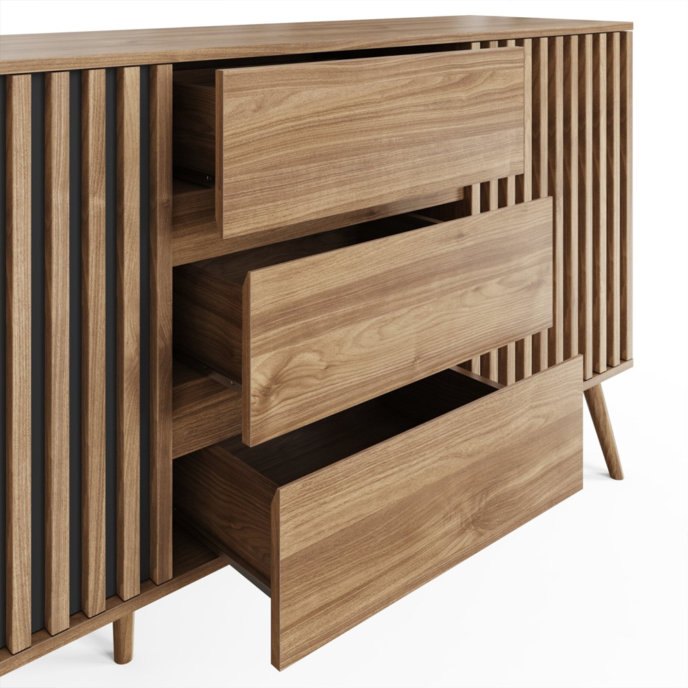 Roxboro Wooden Sideboard With 2 Doors 3 Drawers In Oak