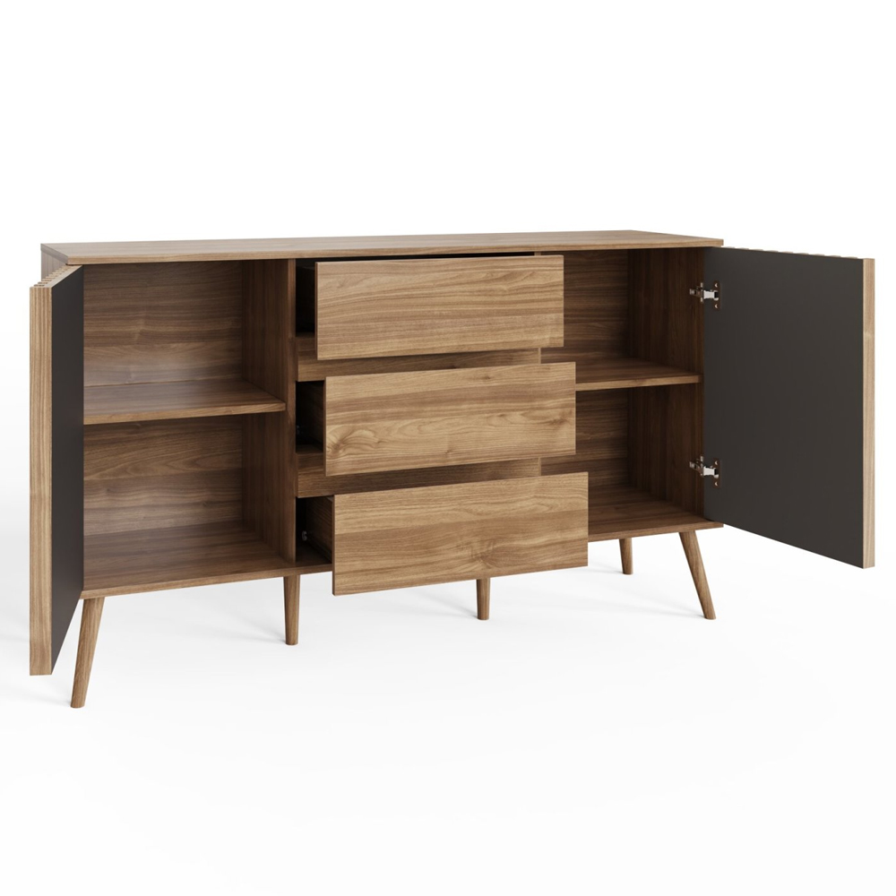 Roxboro Wooden Sideboard With 2 Doors 3 Drawers In Oak