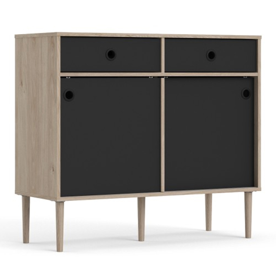 Roxo Wooden 2 Doors And 2 Drawers Sideboard In Oak And Black_2