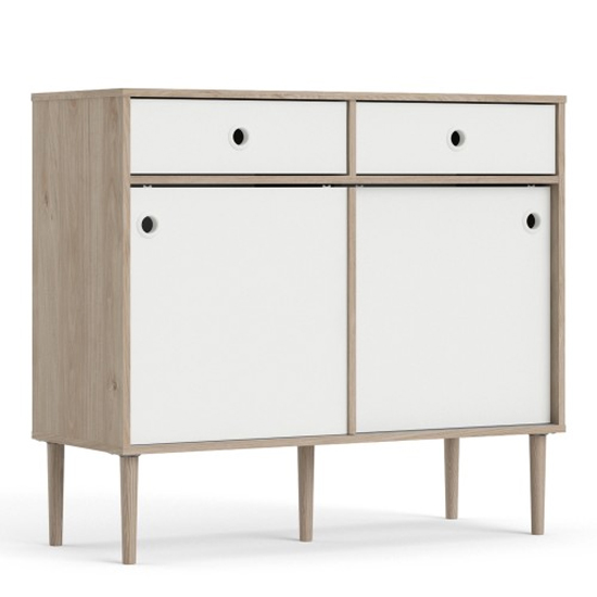 Roxo Wooden 2 Doors And 2 Drawers Sideboard In Oak And White_2