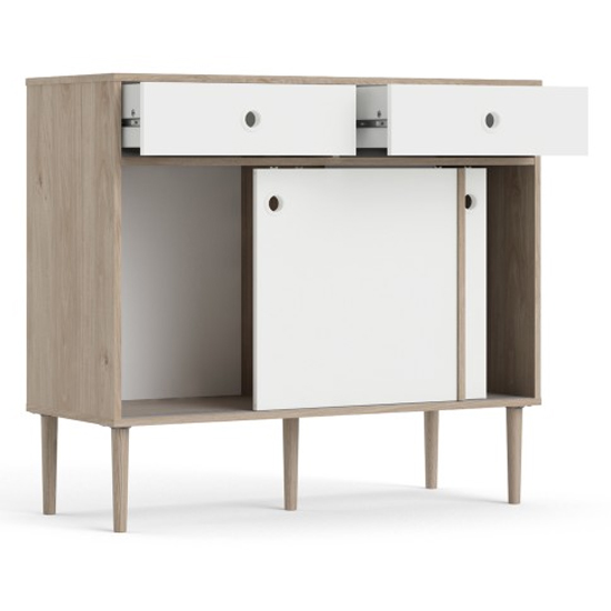 Roxo Wooden 2 Doors And 2 Drawers Sideboard In Oak And White_3