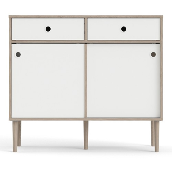 Roxo Wooden 2 Doors And 2 Drawers Sideboard In Oak And White_4