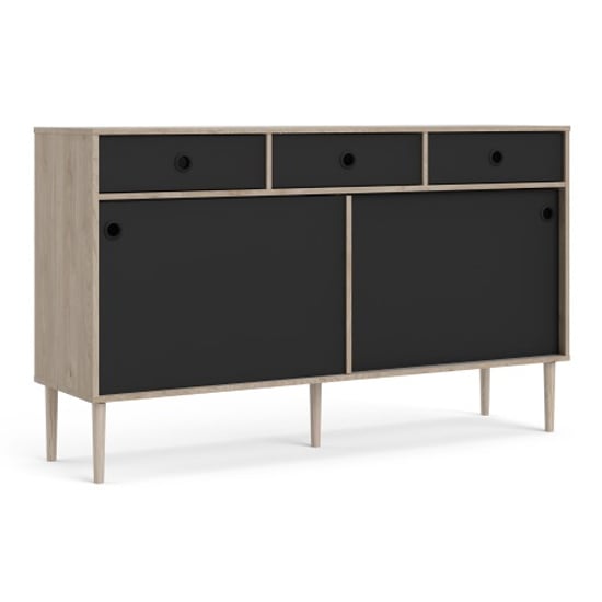 Roxo Wooden 2 Doors And 3 Drawers Sideboard In Oak And Black_2