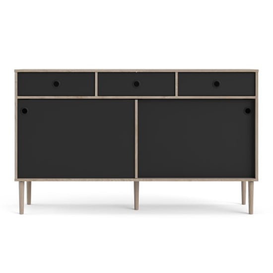 Roxo Wooden 2 Doors And 3 Drawers Sideboard In Oak And Black_4