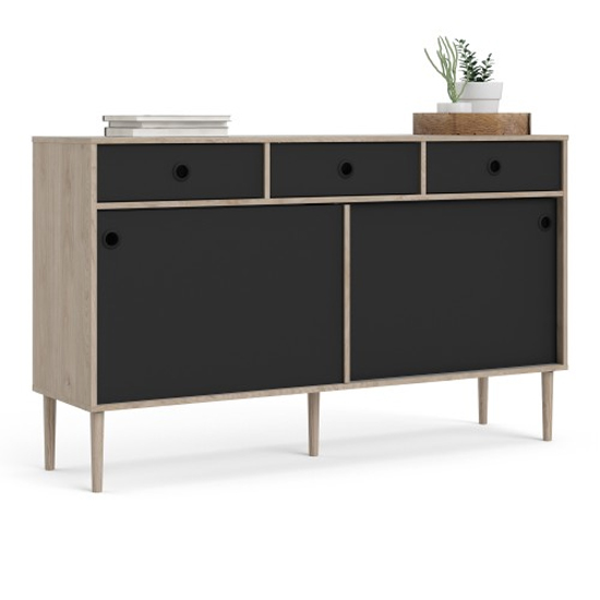 Roxo Wooden 2 Doors And 3 Drawers Sideboard In Oak And Black_1