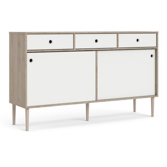 Roxo Wooden 2 Doors And 3 Drawers Sideboard In Oak And White_2