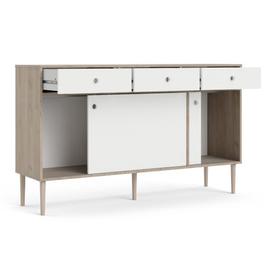 Roxo Wooden 2 Doors And 3 Drawers Sideboard In Oak And White_3