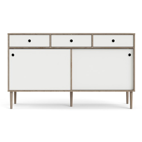 Roxo Wooden 2 Doors And 3 Drawers Sideboard In Oak And White_4