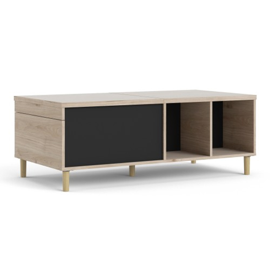 Roxo Wooden Coffee Table With Sliding Top In Oak And Black Furniture