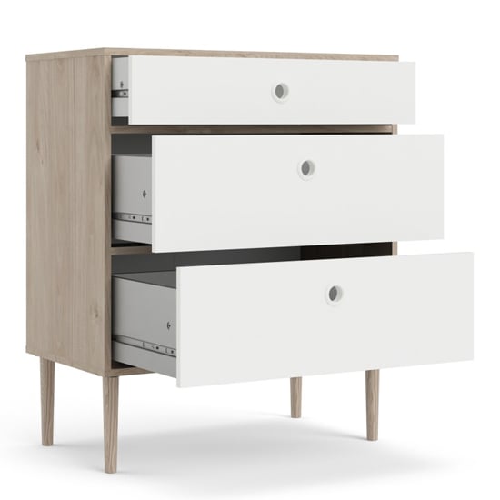 Read more about Roxo wooden chest of 3 drawers in oak and matt white
