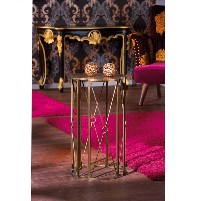 Royal Vintage Occassional Table In Brass Finish