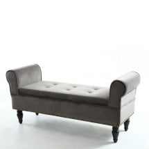 Douala Ottoman Storage Chaise In Grey Velvet With Wooden Legs_4