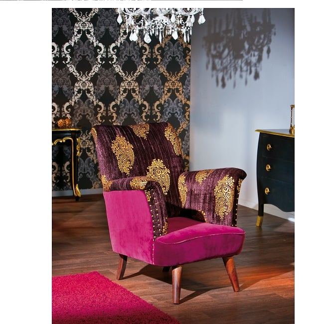 Royal Vintage Lounge Chair In Crushed Bordeau Velvet
