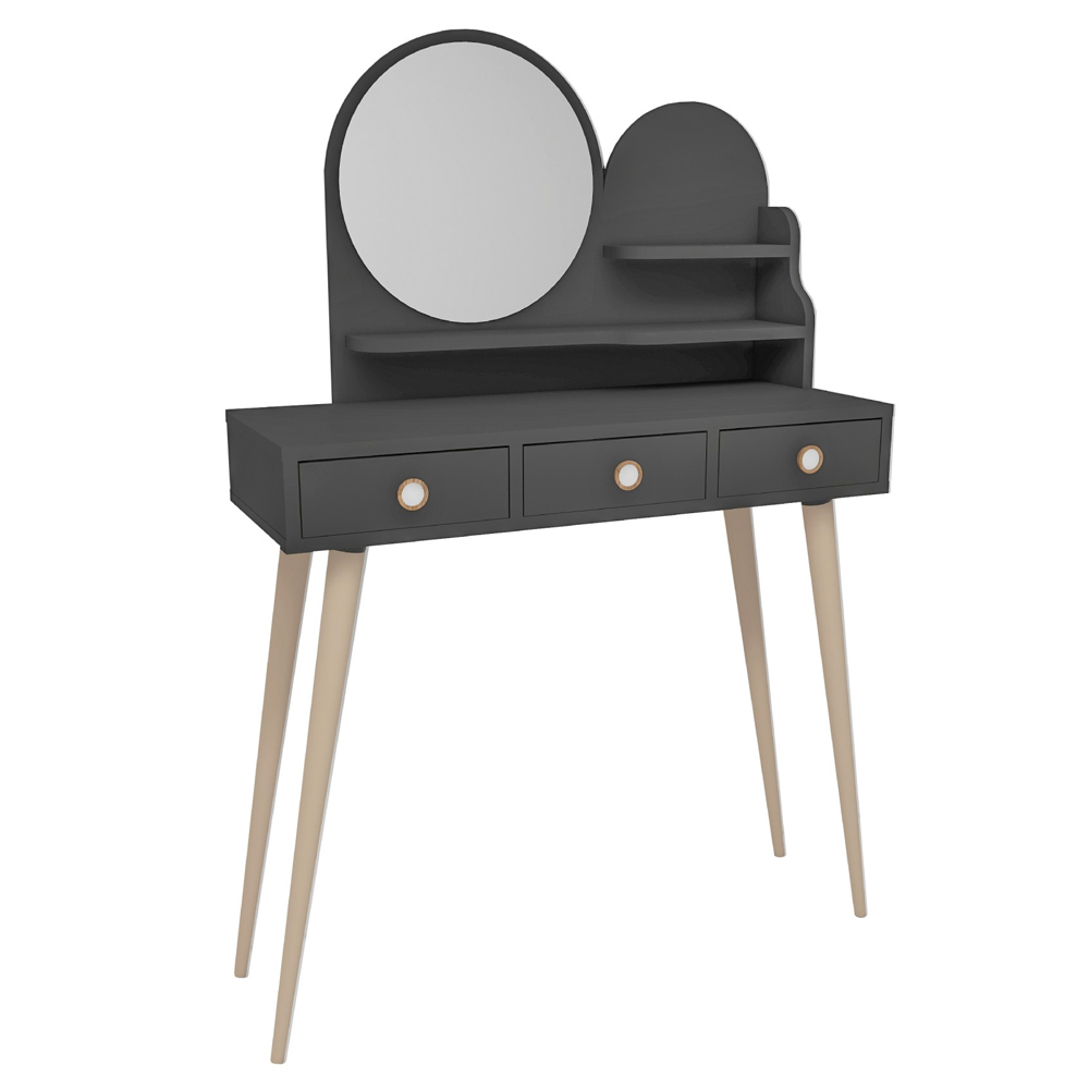 Roys Wooden Dressing Table with Mirror in Anthracite