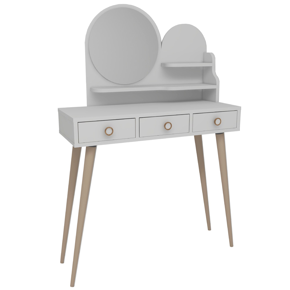 Roys Wooden Dressing Table with Mirror and Shelf in White