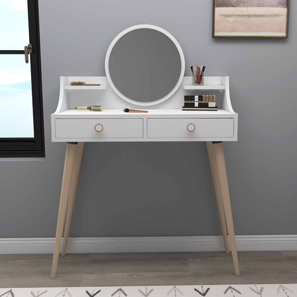 Roys Wooden Dressing Table with Mirror in White