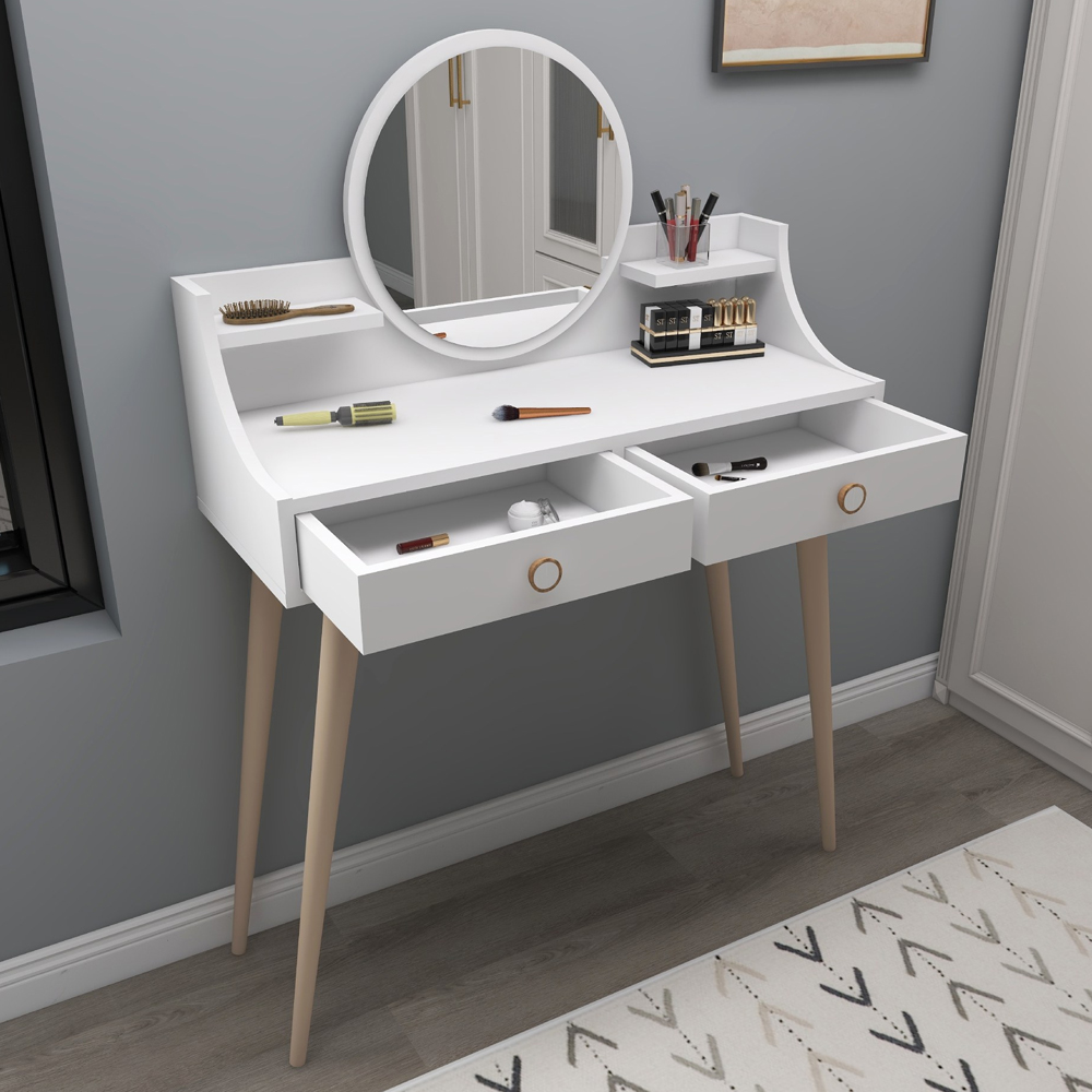 Roys Wooden Dressing Table with Mirror in White