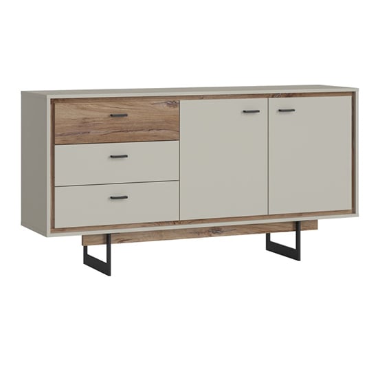 Product photograph of Royse Wooden Sideboard With 2 Doors 3 Drawers In Grey And Oak from Furniture in Fashion