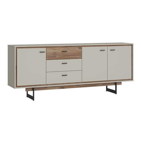 Product photograph of Royse Wooden Sideboard With 3 Doors 3 Drawers In Grey And Oak from Furniture in Fashion