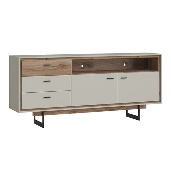 Read more about Royse wooden sideboard open shelf with 2 doors in grey and oak