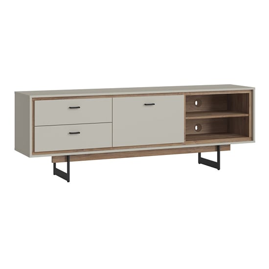 Product photograph of Royse Wooden Tv Stand With 1 Door 2 Drawers In Grey And Oak from Furniture in Fashion