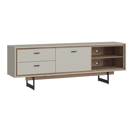 Read more about Royse wooden tv stand with 1 door 2 drawers in grey and oak