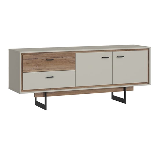 Product photograph of Royse Wooden Tv Stand With 2 Doors 2 Drawers In Grey And Oak from Furniture in Fashion