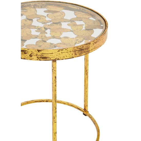 Mekbuda Round Clear Glass Top Side Table With Gold Frame Furniture in