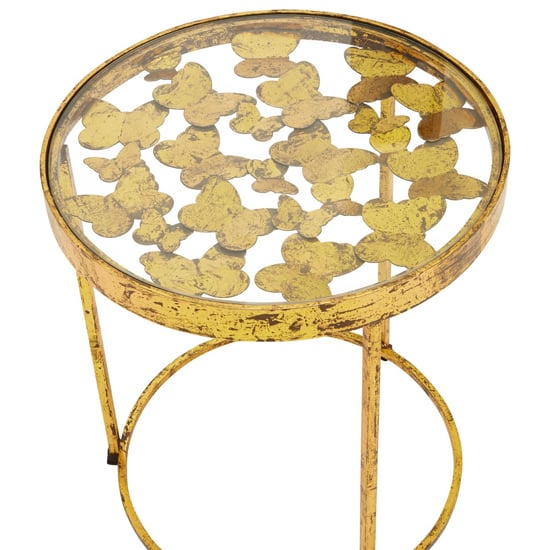 Mekbuda Clear Glass Top Butterfly Side Table With Gold Base_4